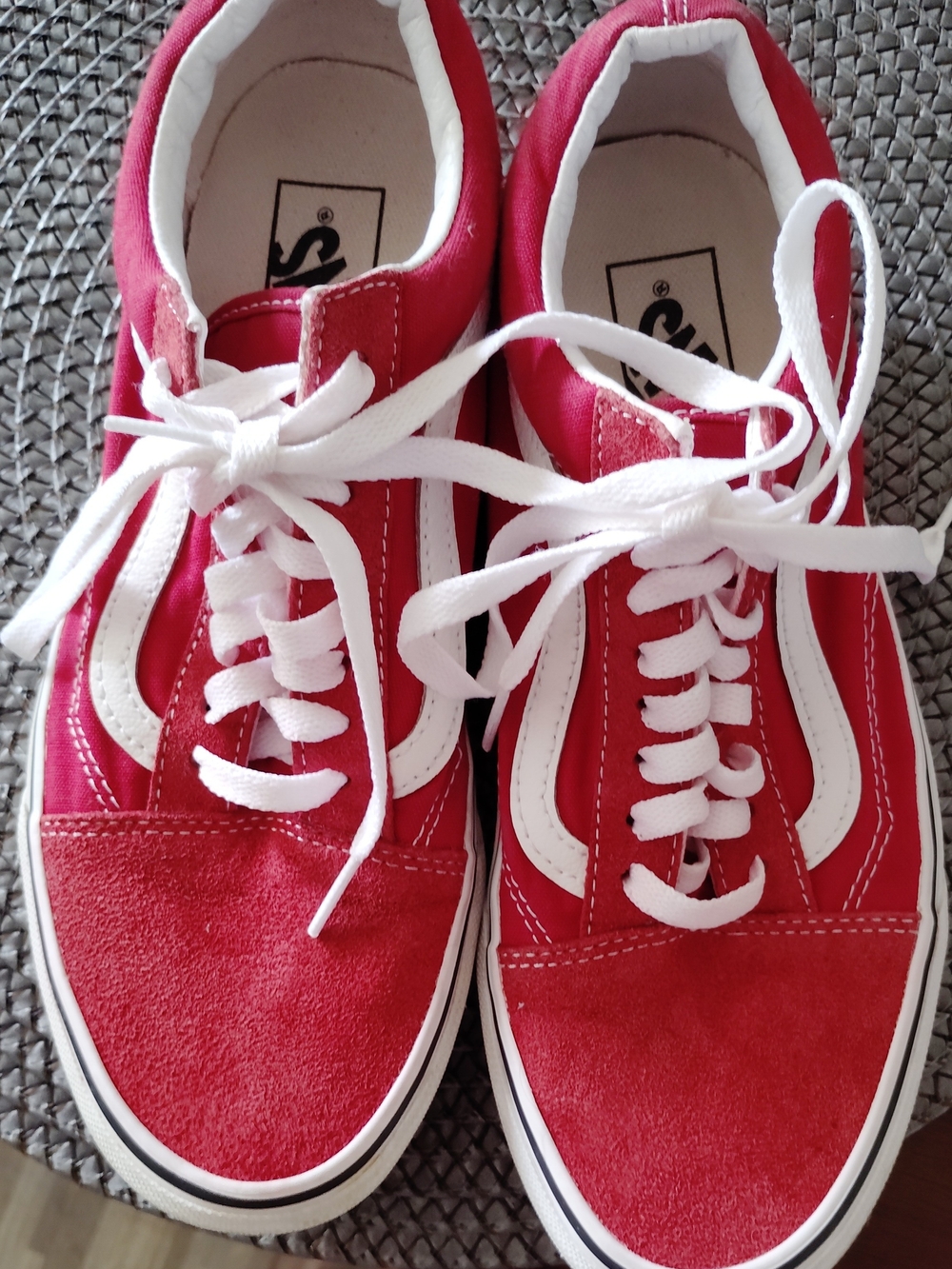 Women’s Red Canvas & Suede Casual Sneakers - White Accent